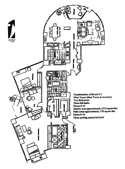 Harbor Club Floor Plan Combo B1 & C1