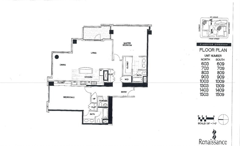 Renaissance Floor Plan Units 1303 to 1503 & 1309 to 1509