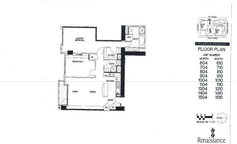 Renaissance Floor Plan Units 1304 to 1504 & 1310 to 1510
