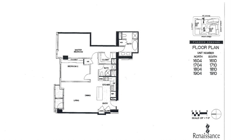 Renaissance Floor Plan Units 1604 to 1904 & 1610 to 1910
