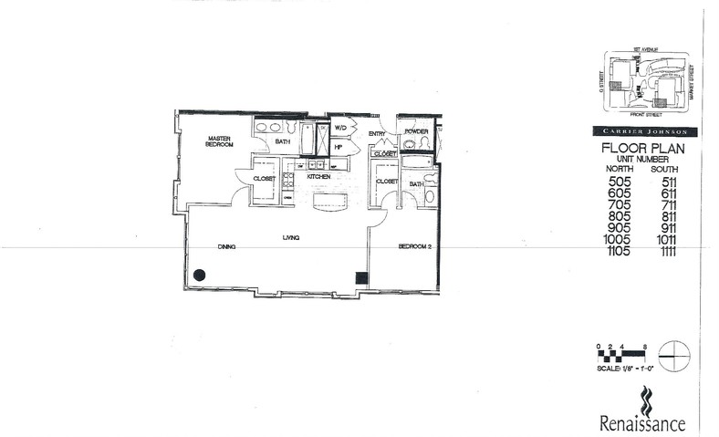 Renaissance Floor Plan Units 505 to 1105 & 511 to 1111