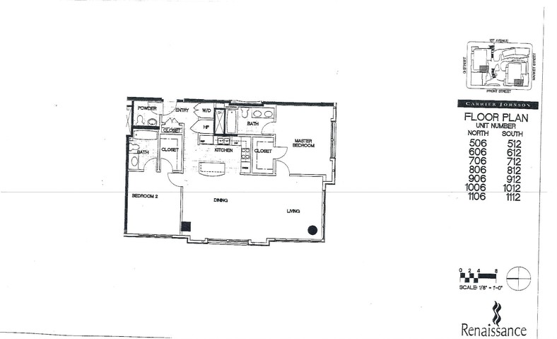 Renaissance Floor Plan Units 506 to 1106 & 512 to 1112