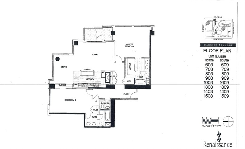 Renaissance Floor Plan Units 603 to 1003 & 609 to 1009