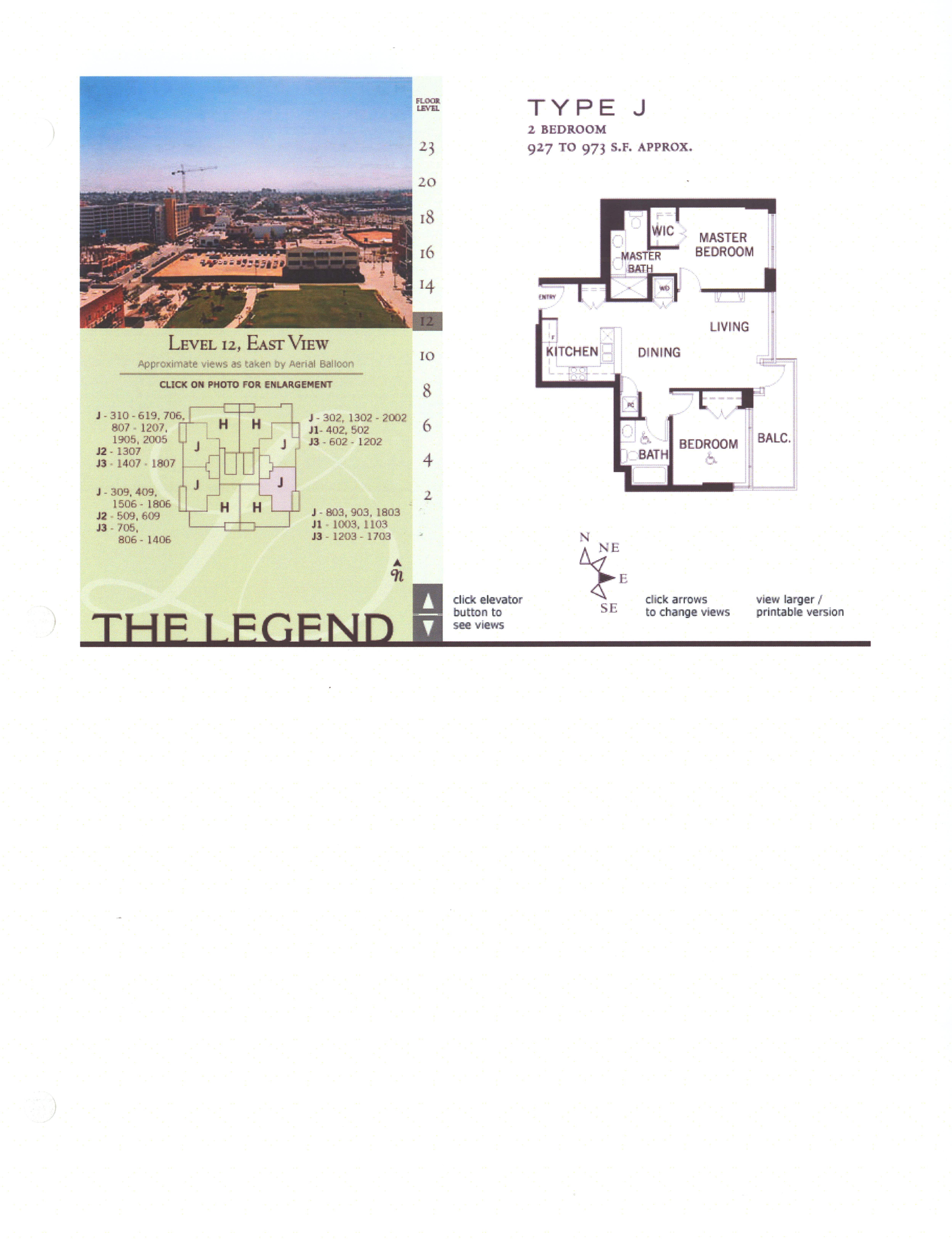 The Legend Floor Plan Level 12, East View – Type J