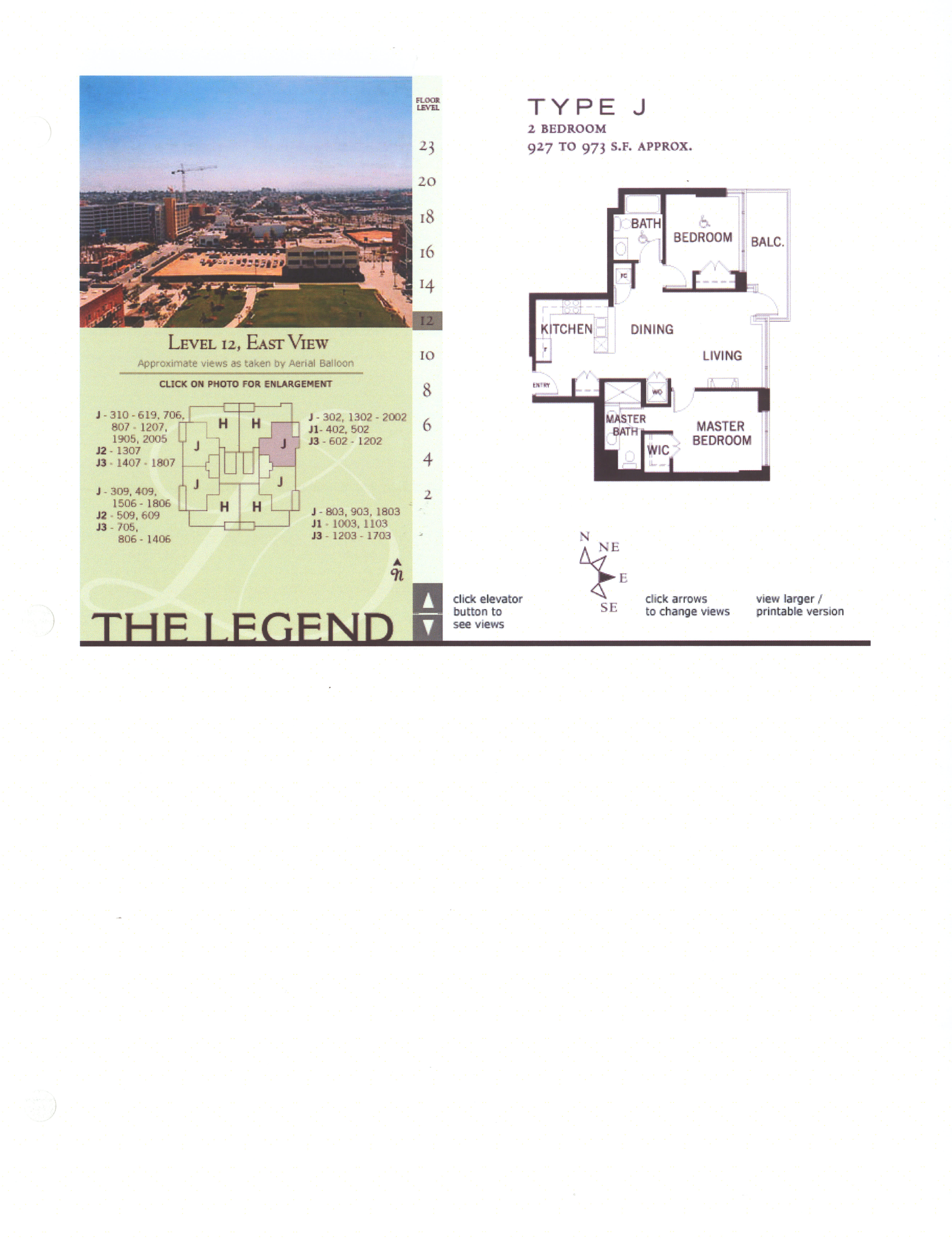 The Legend Floor Plan Level 12, East View – Type J