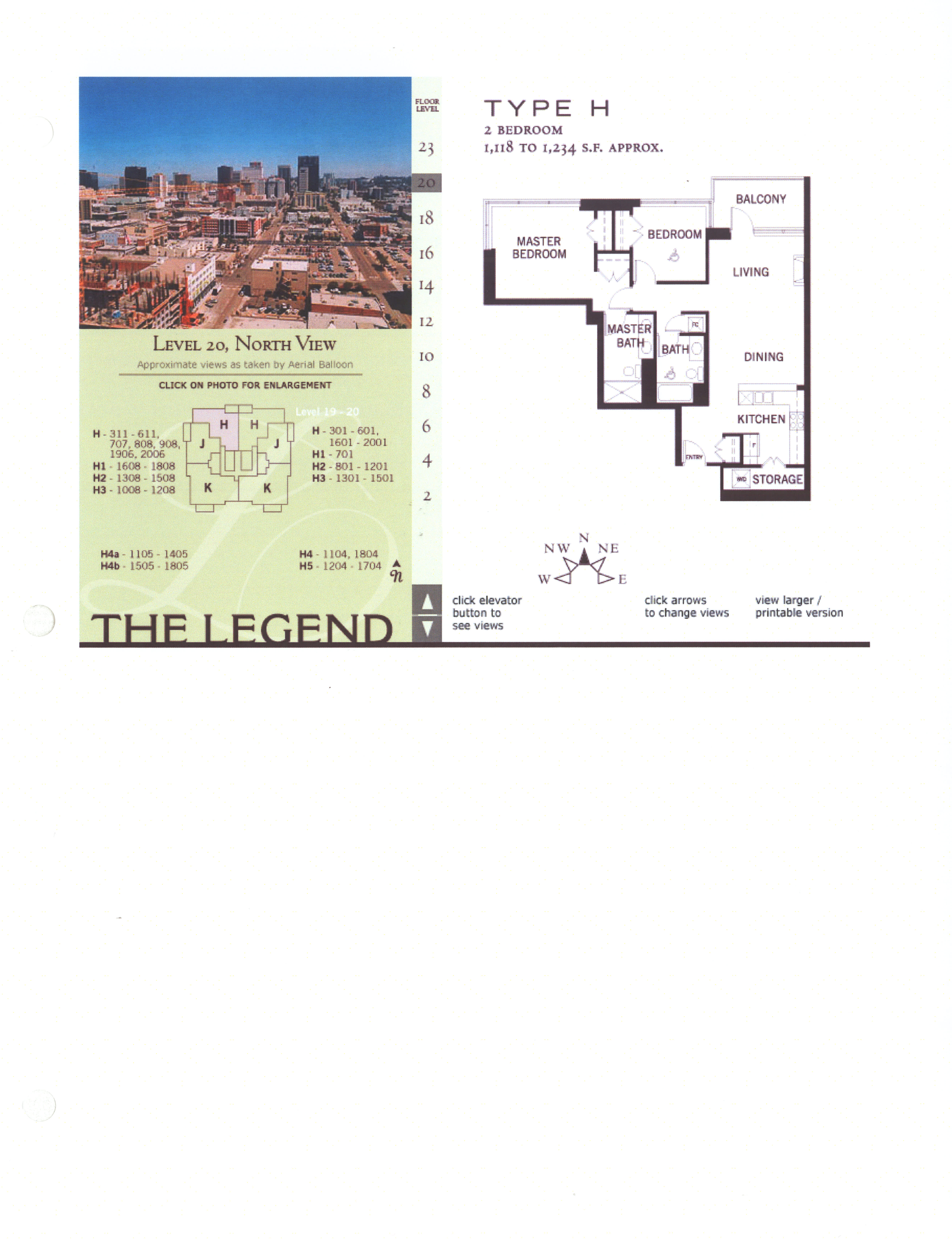 The Legend Floor Plan Level 12, North View – Type H