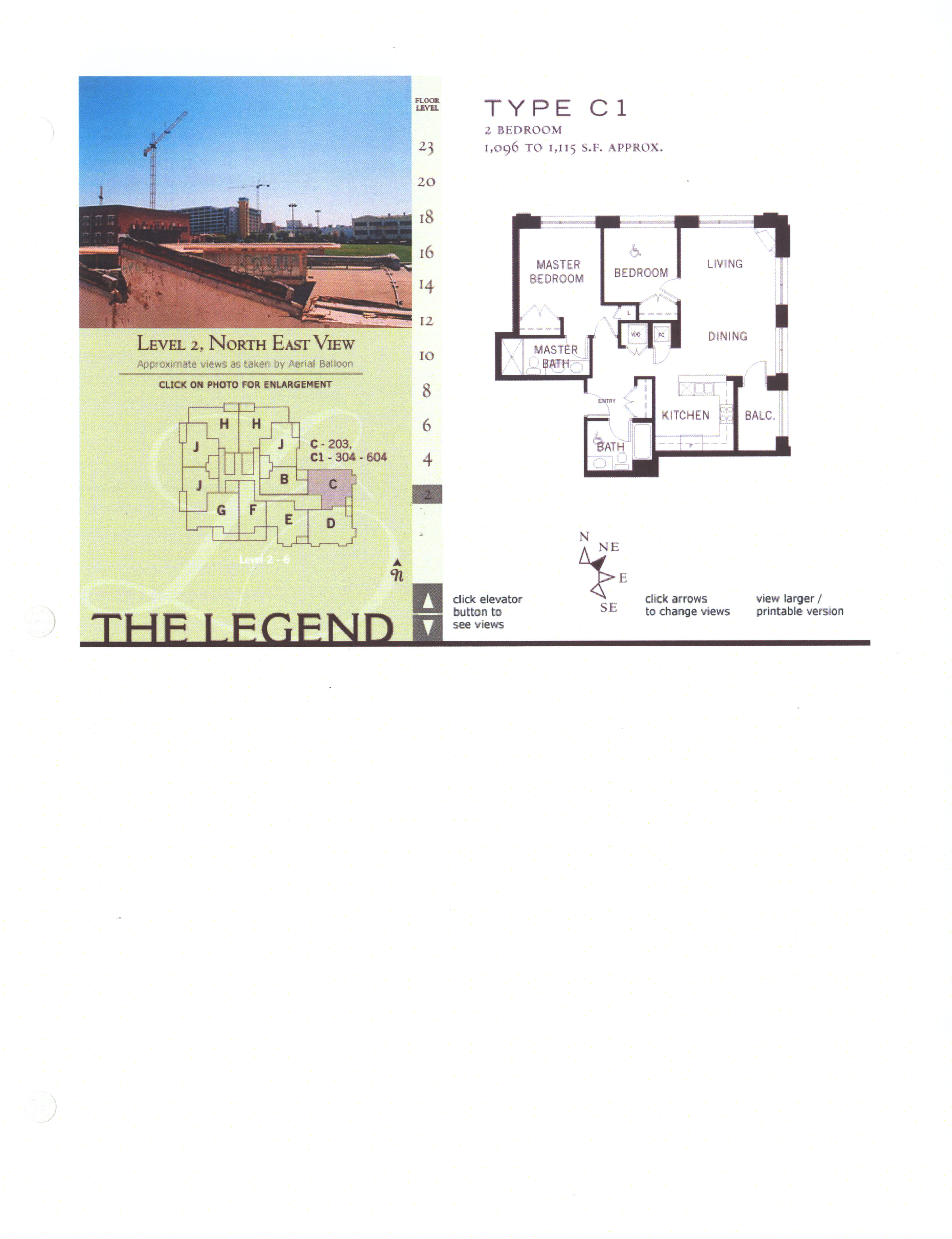 The Legend Floor Plan Level 2, North East View Type C1