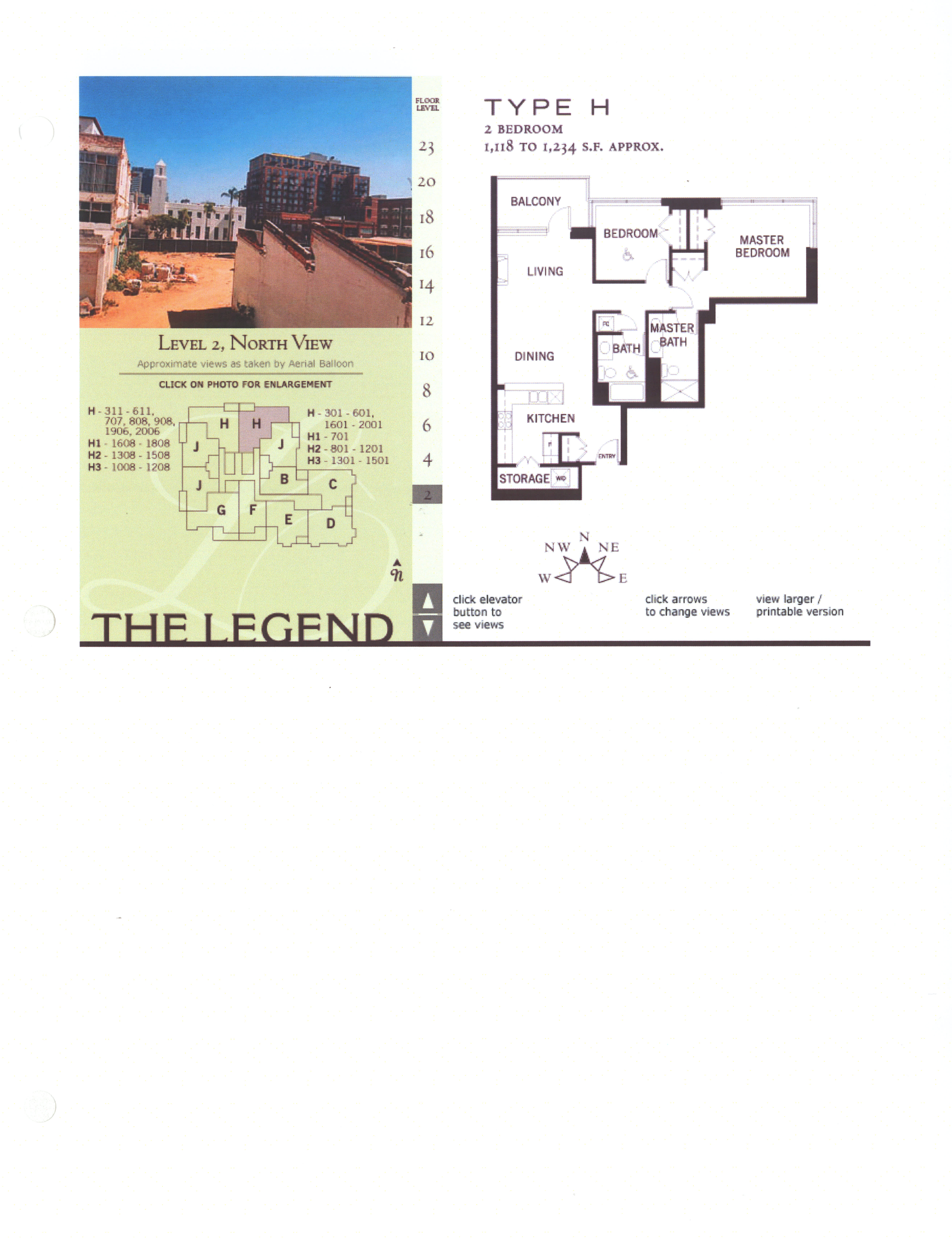 The Legend Floor Plan Level 2, North View Type H