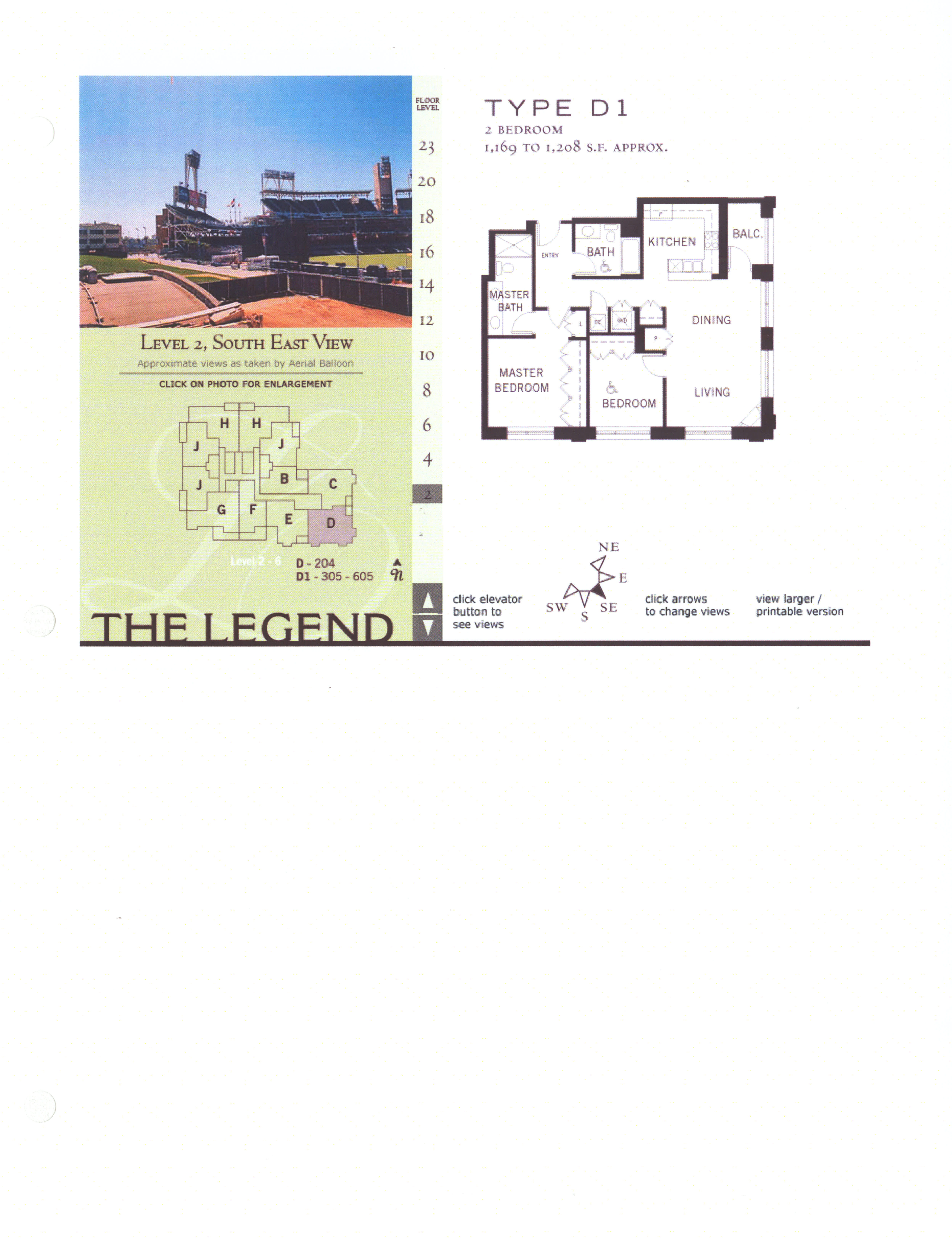 The Legend Floor Plan Level 2, South East View Type D1