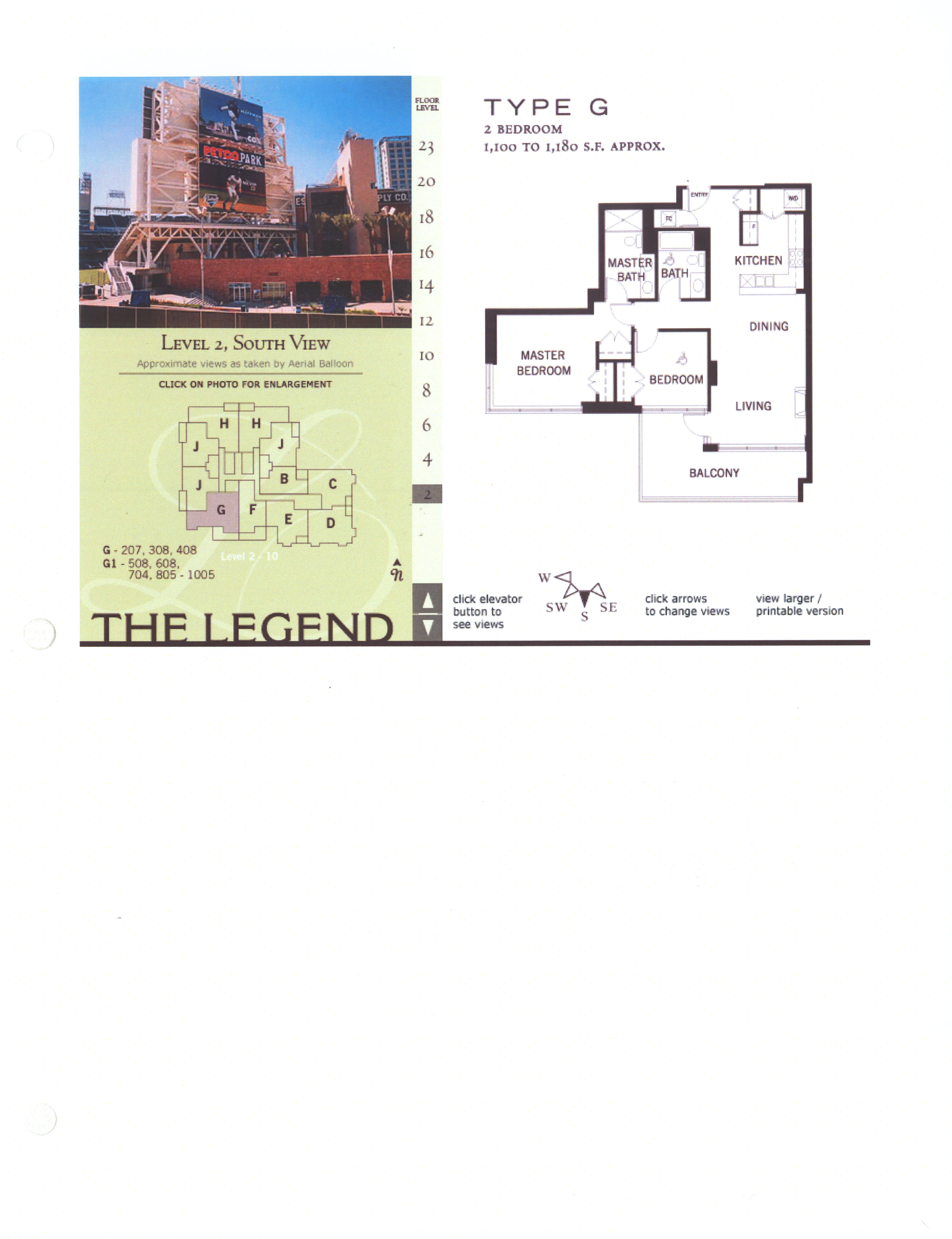 The Legend Floor Plan Level 2, South View – Type G