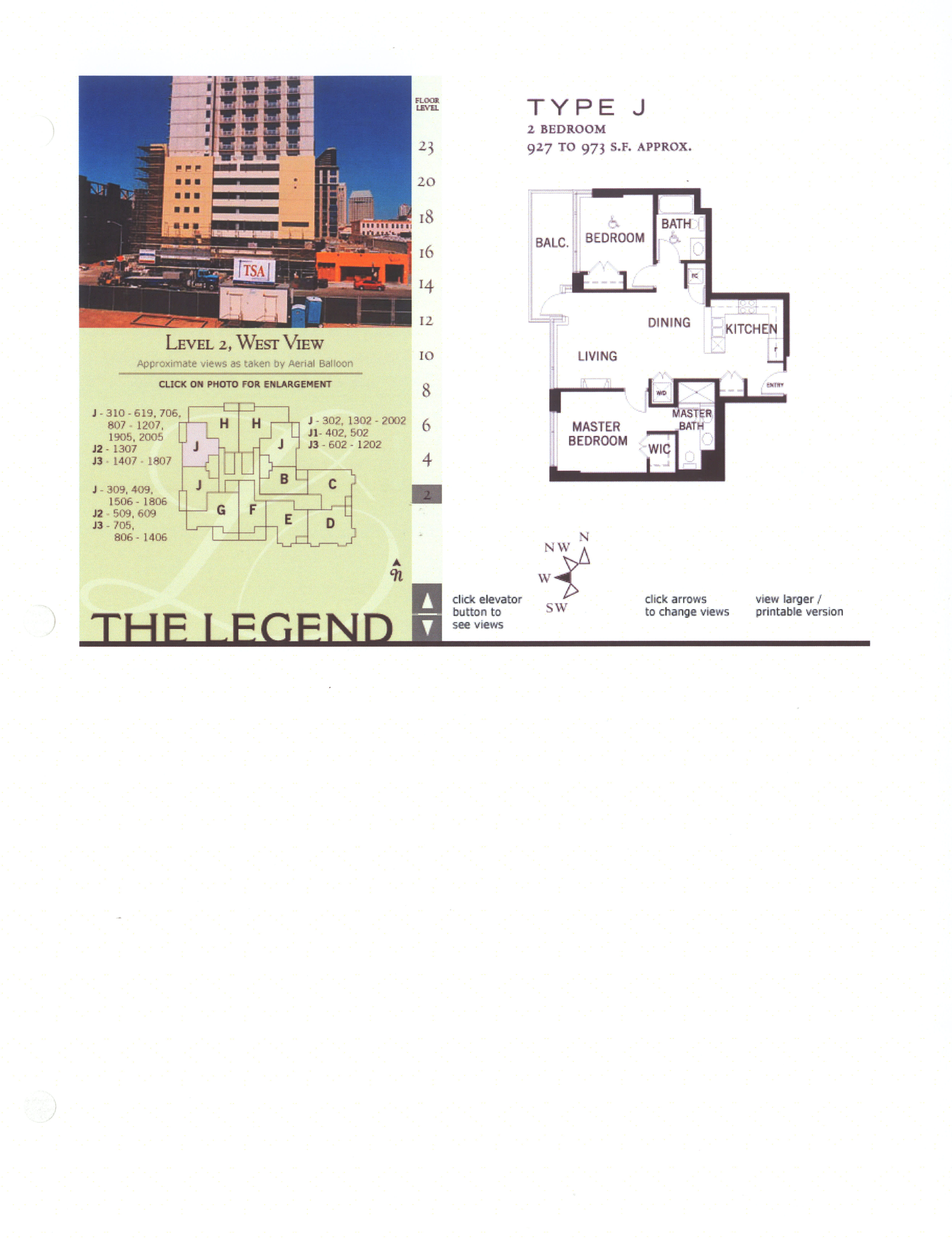 The Legend Floor Plan Level 2, West View – Type J