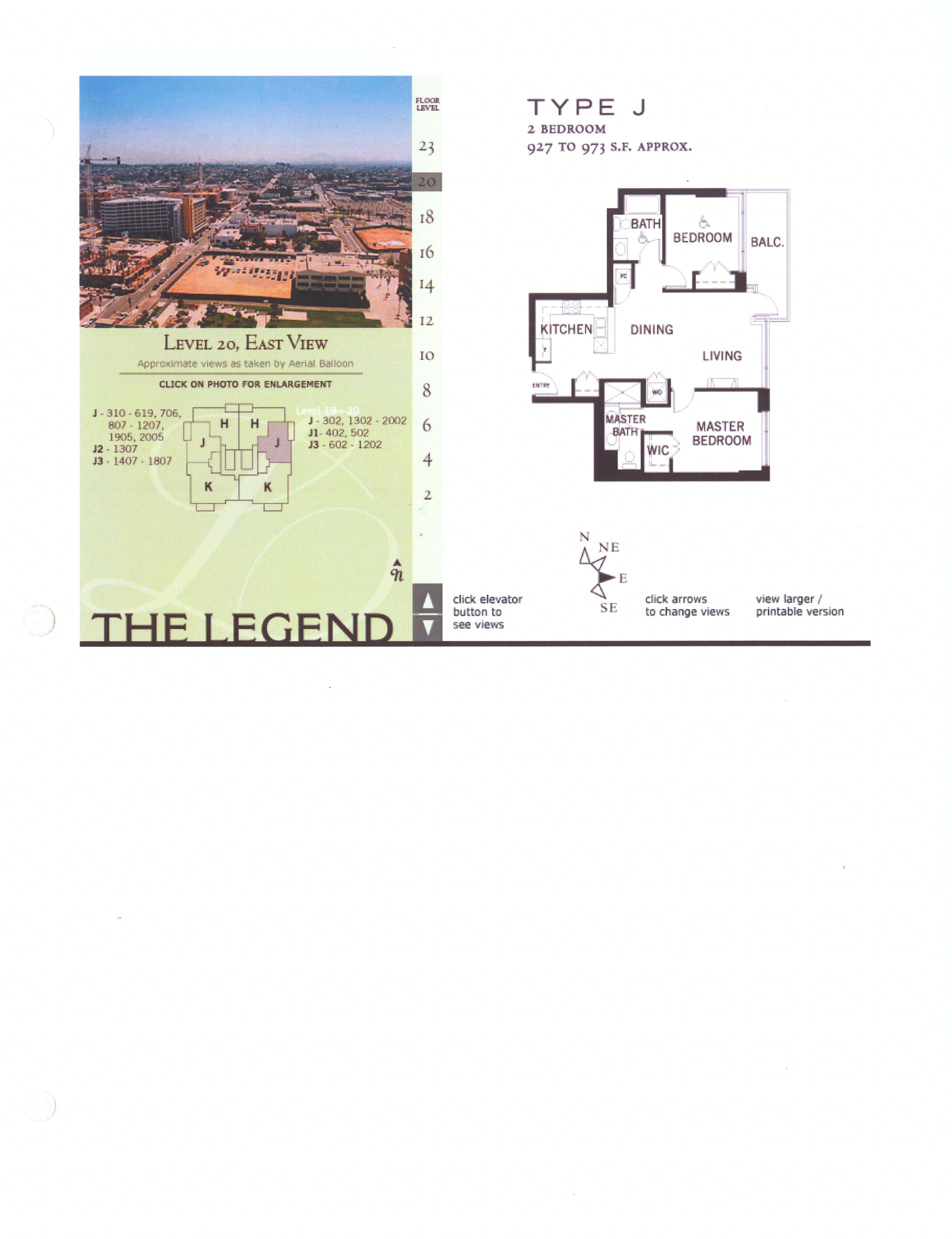 The Legend Floor Plan Level 20, East View – Type J