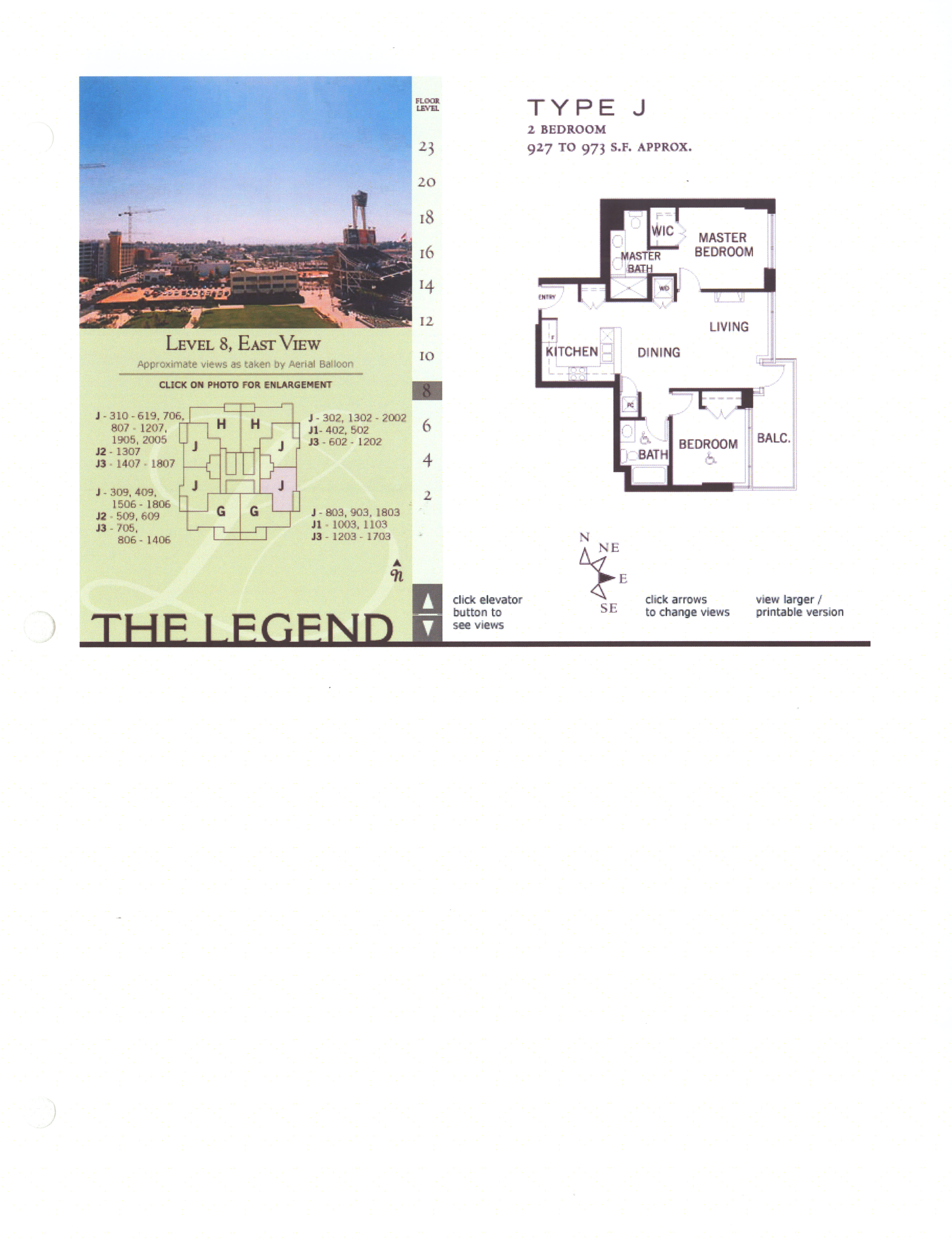 The Legend Floor Plan Level 8, East View – Type J