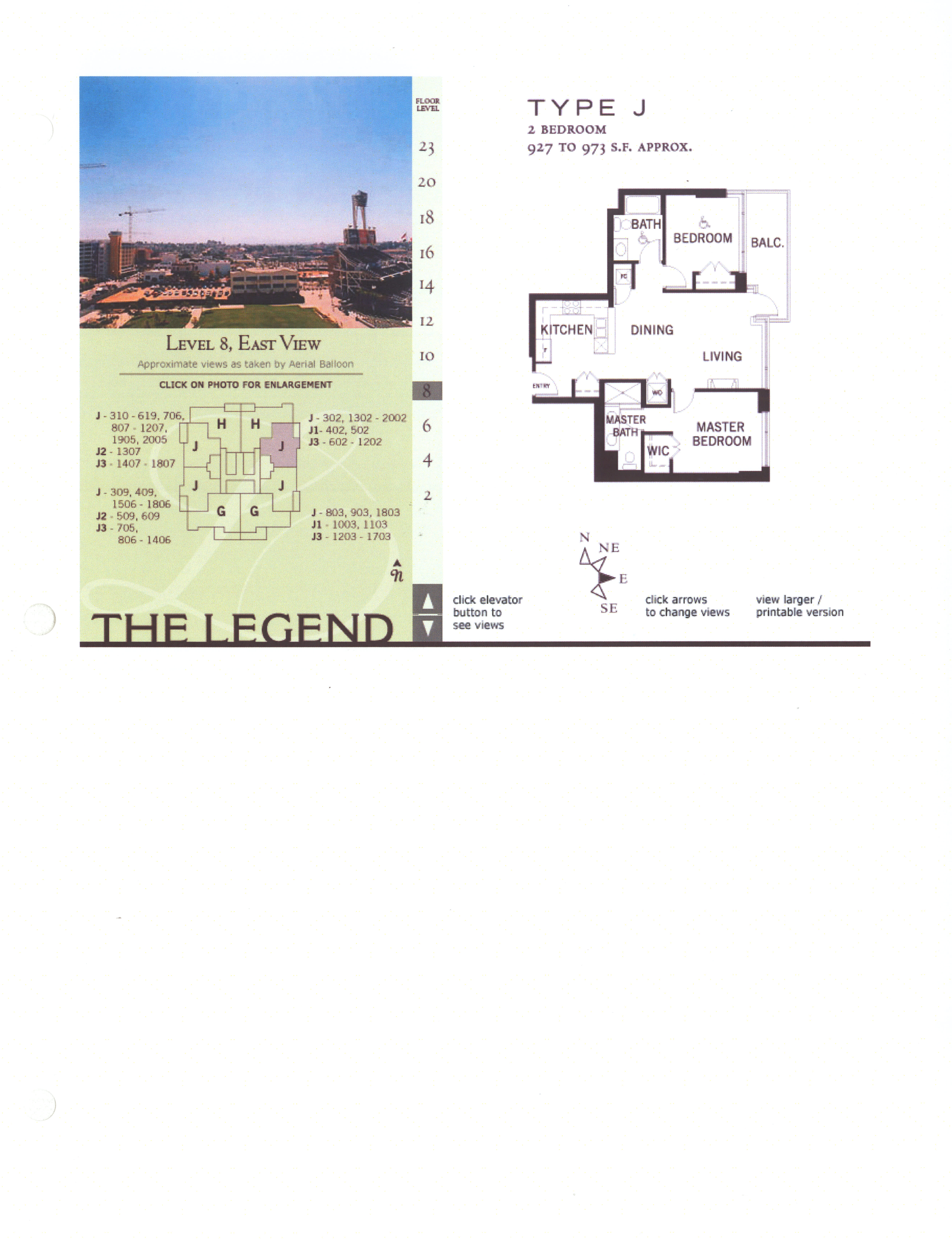 The Legend Floor Plan Level 8, East View – Type J