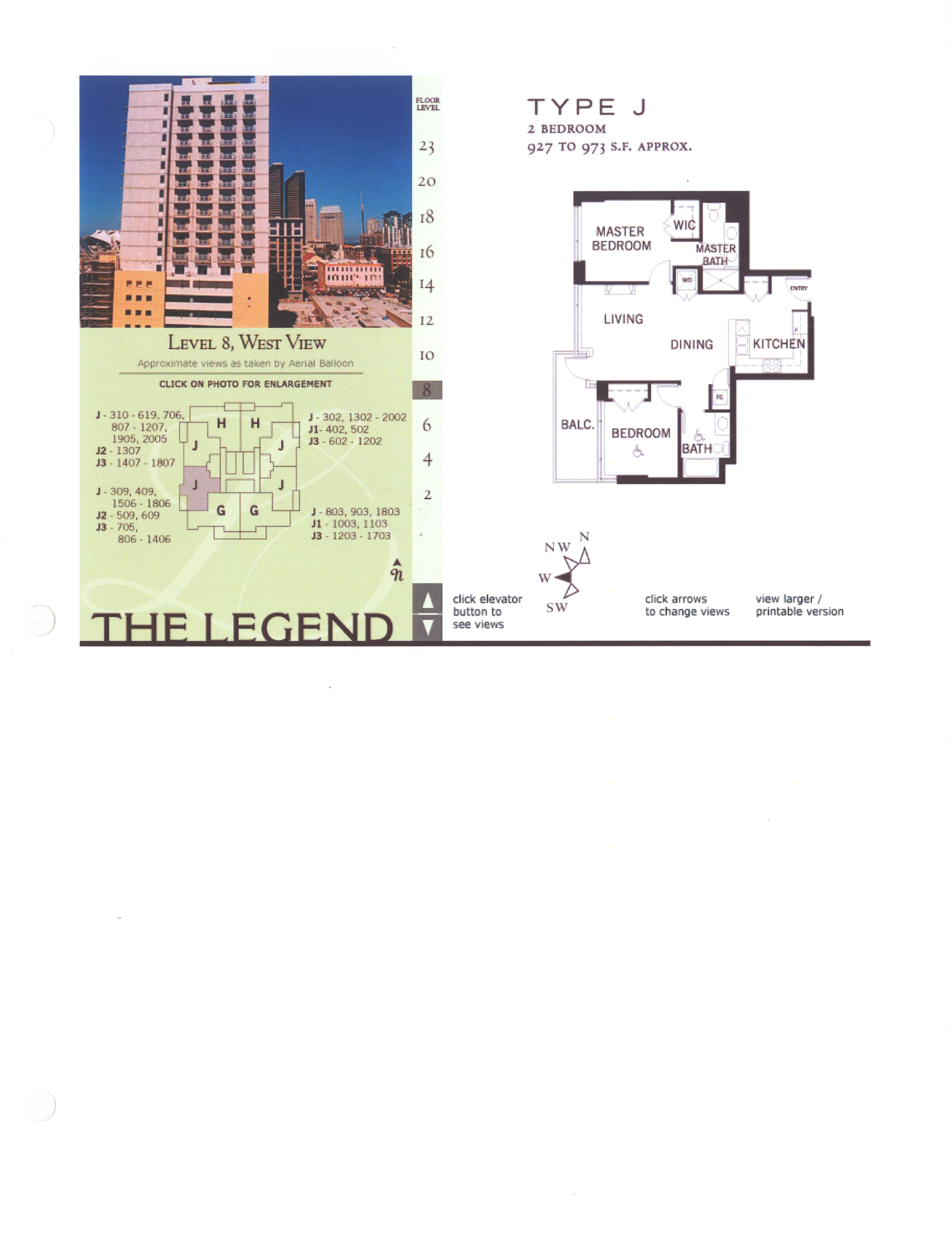 The Legend Floor Plan Level 8, West View – Type J