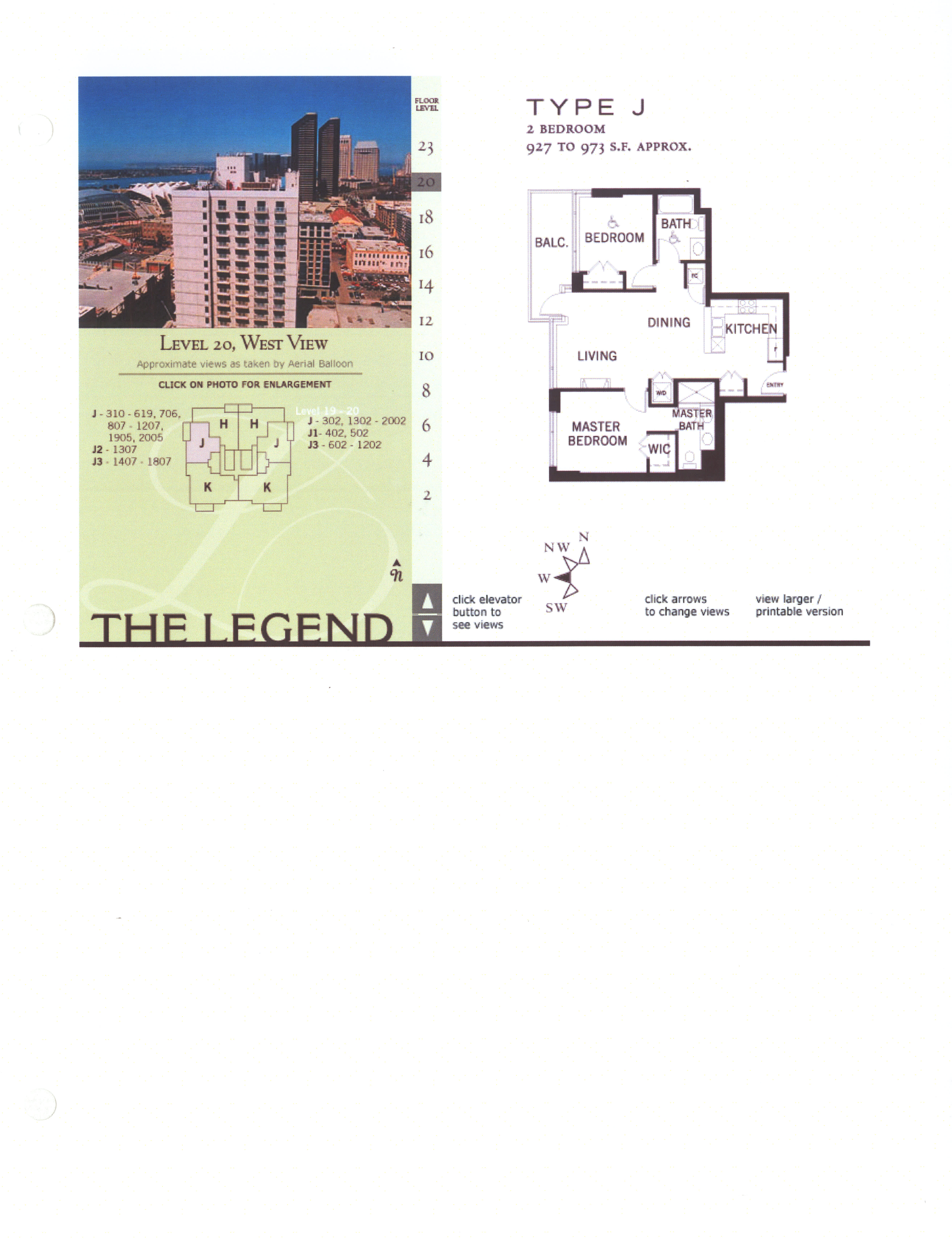 The Legend Floor Plan Level 20, West View – Type J