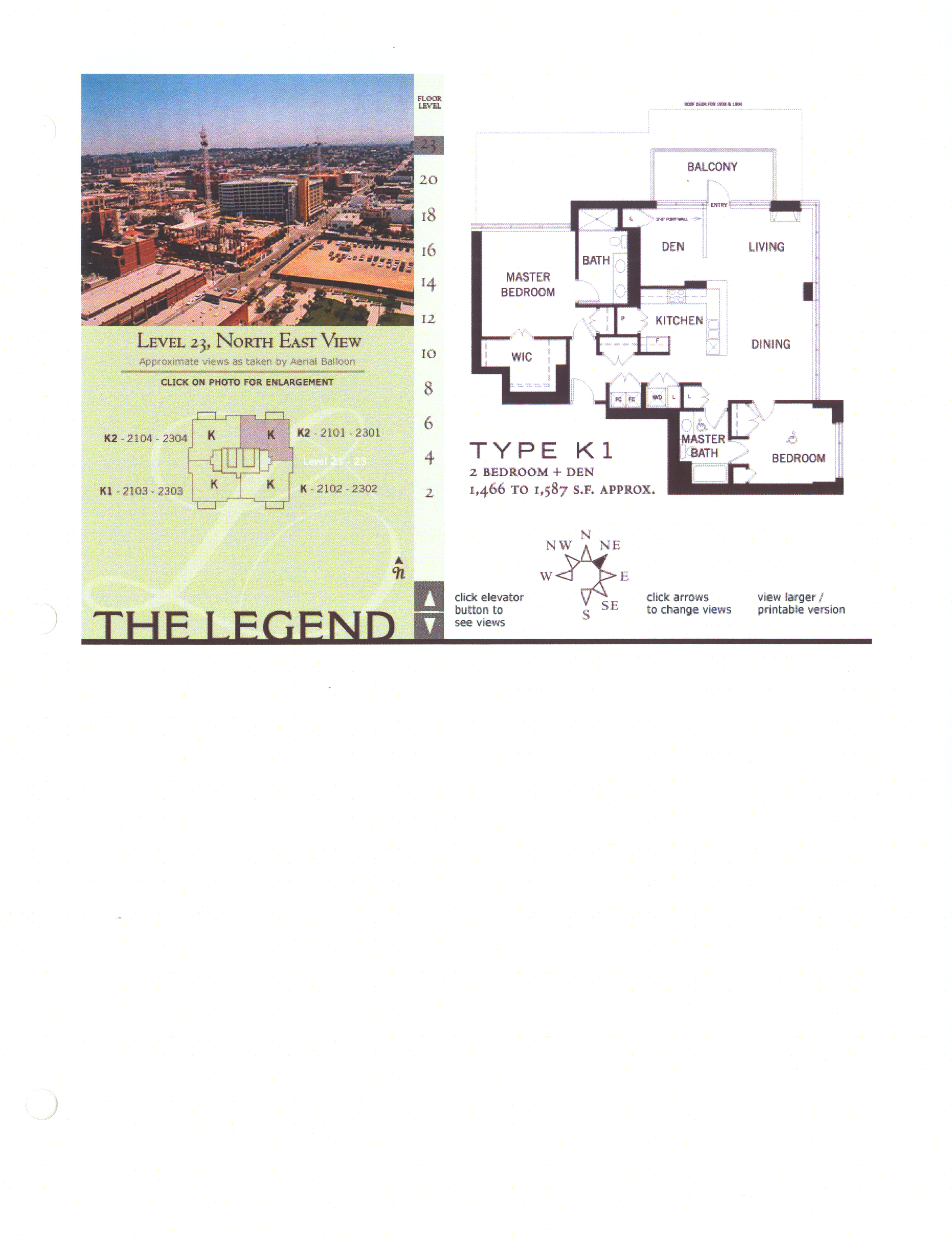 The Legend Floor Plan Level 23, North East View – Type K1
