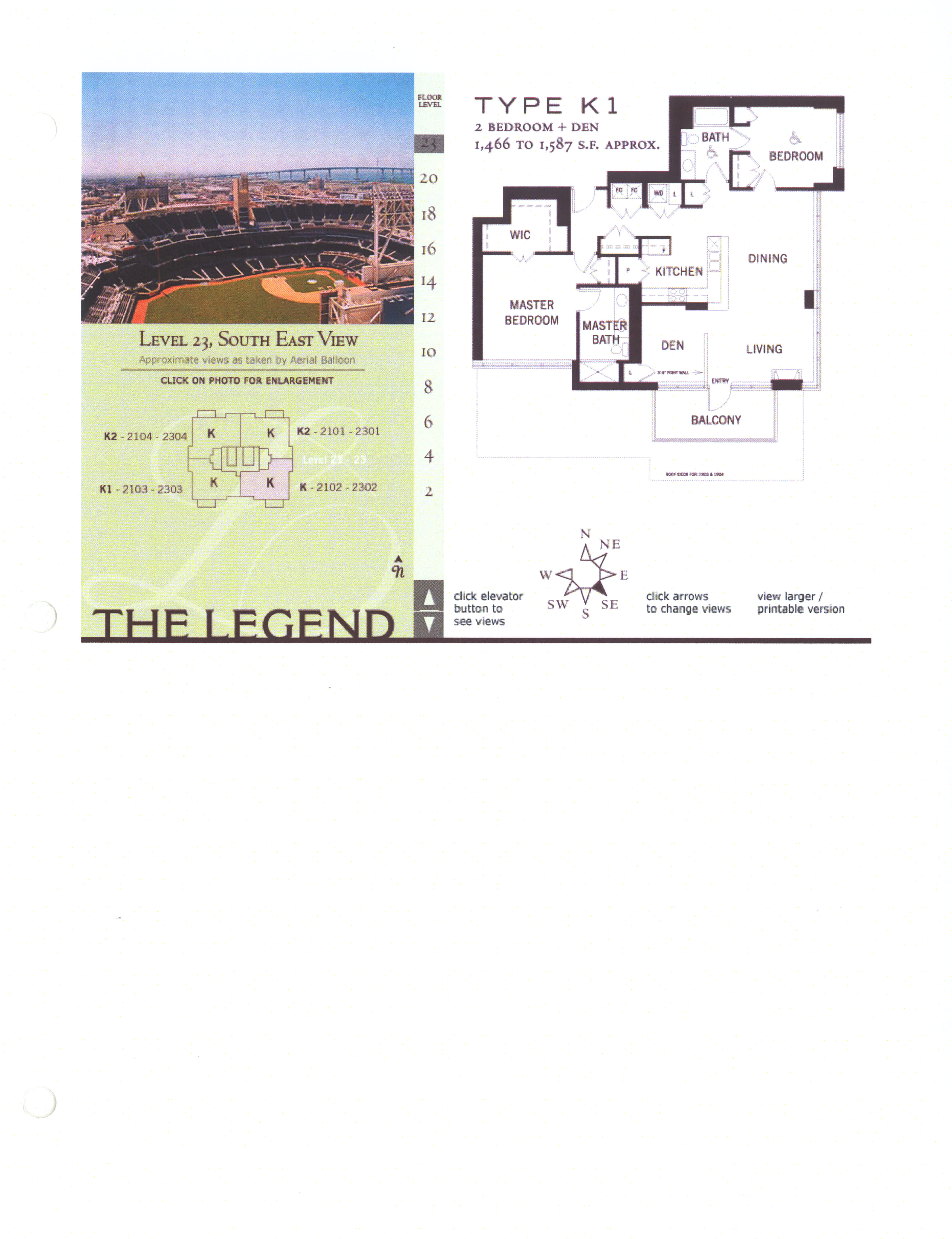 The Legend Floor Plan Level 23, South East View – Type K1