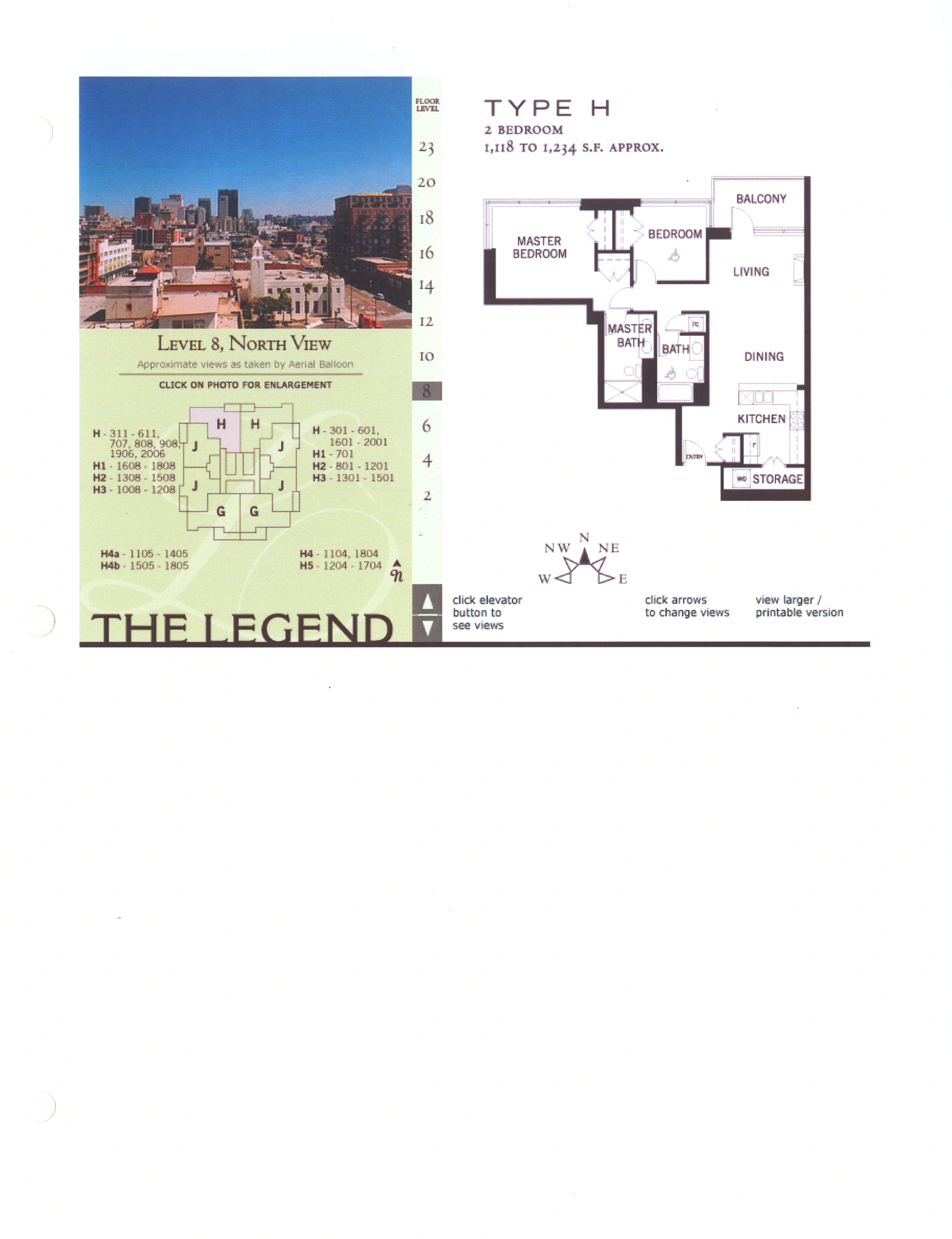 The Legend Floor Plan Level 8, North View – Type H
