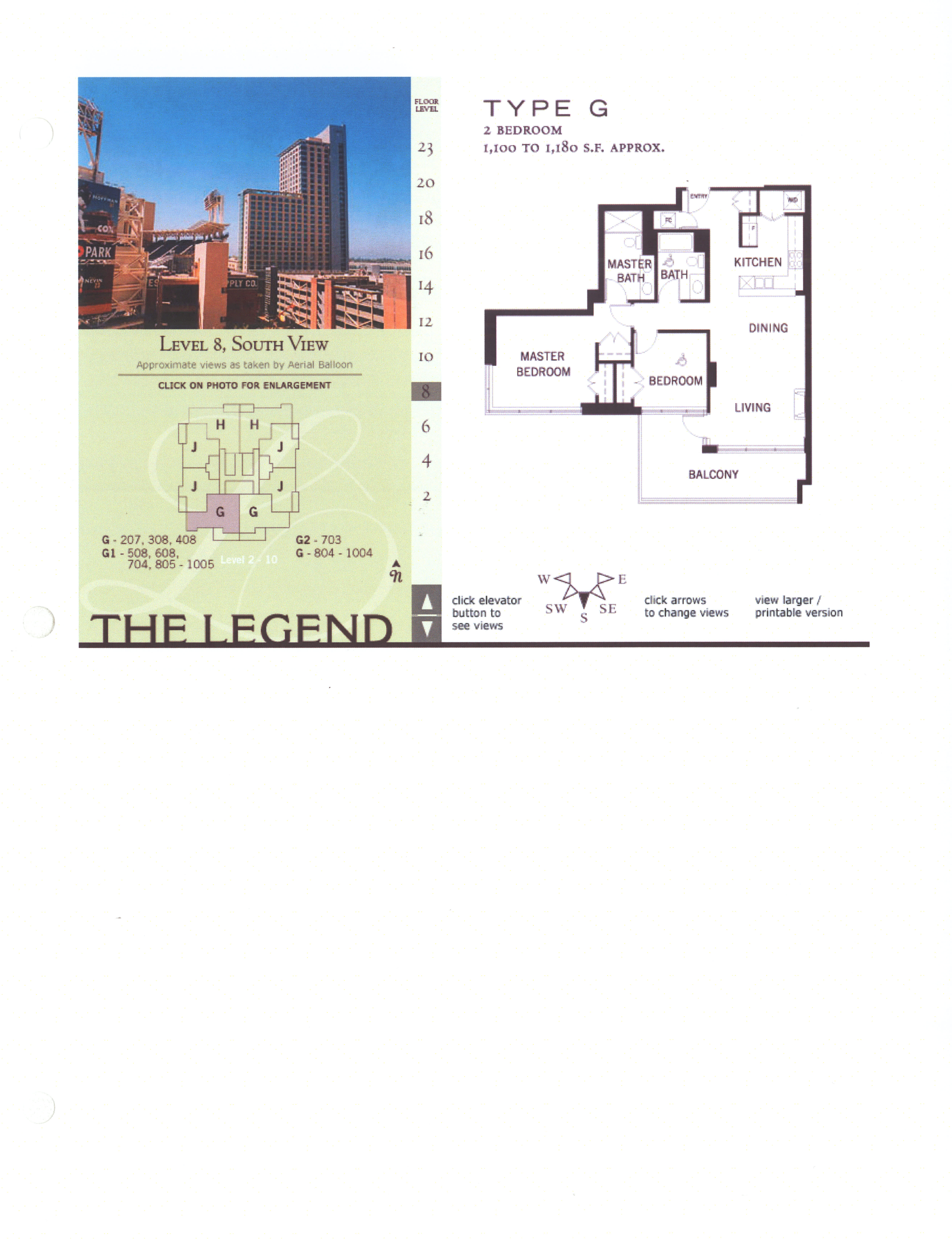 The Legend Floor Plan Level 8, South View- Type G