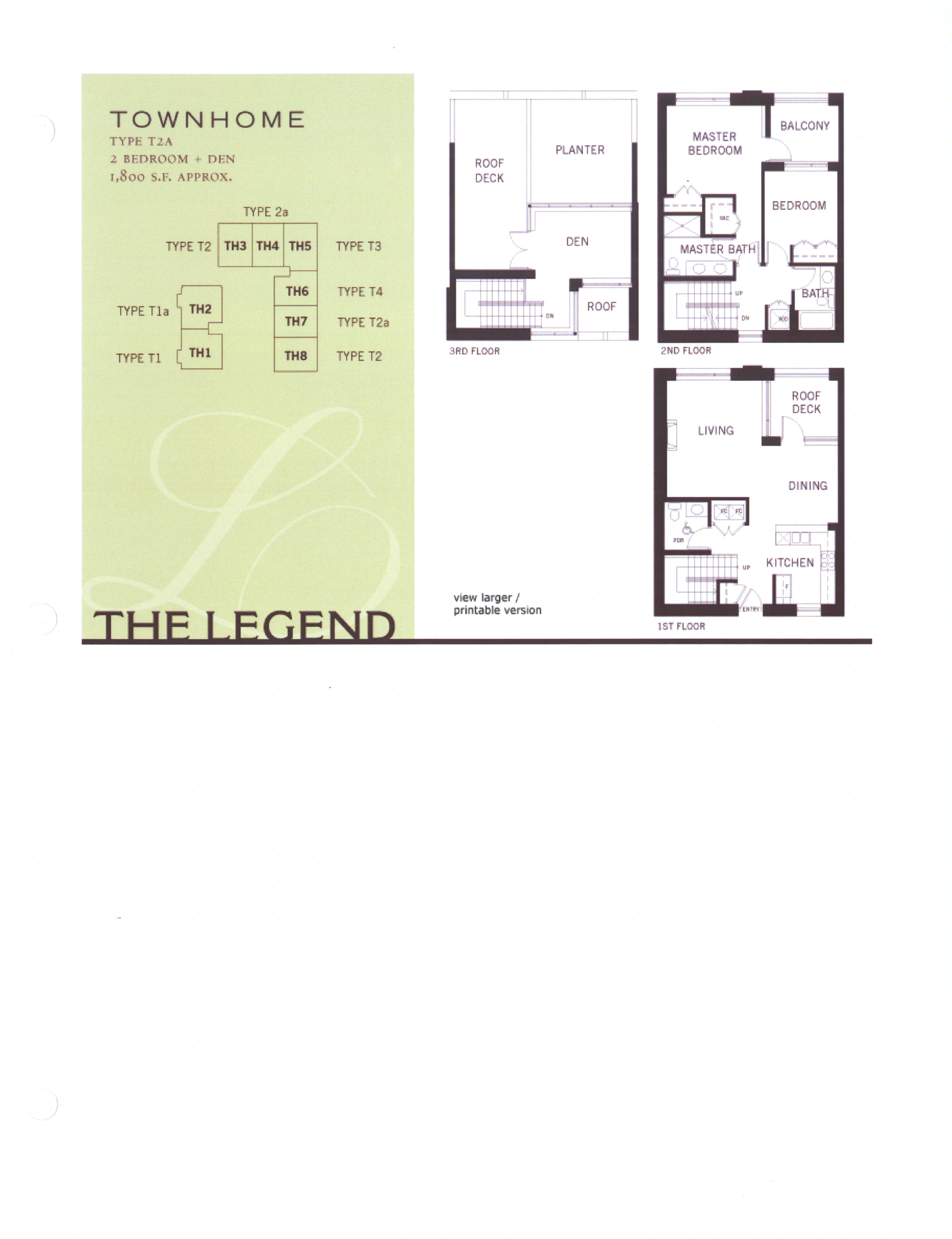 The Legend Floor Plan Townhome Type T2A San Diego