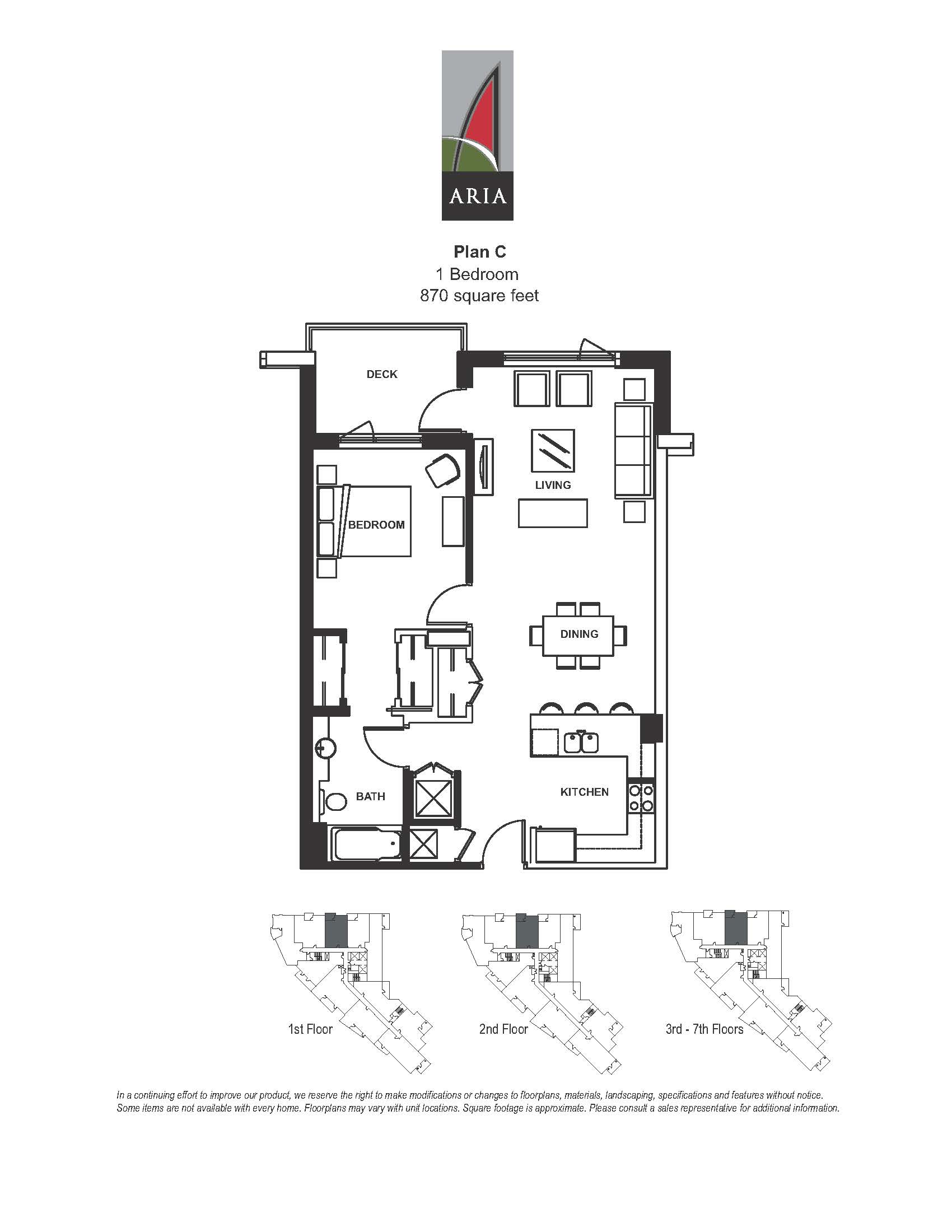 Aria 1 Bedroom – Plan C